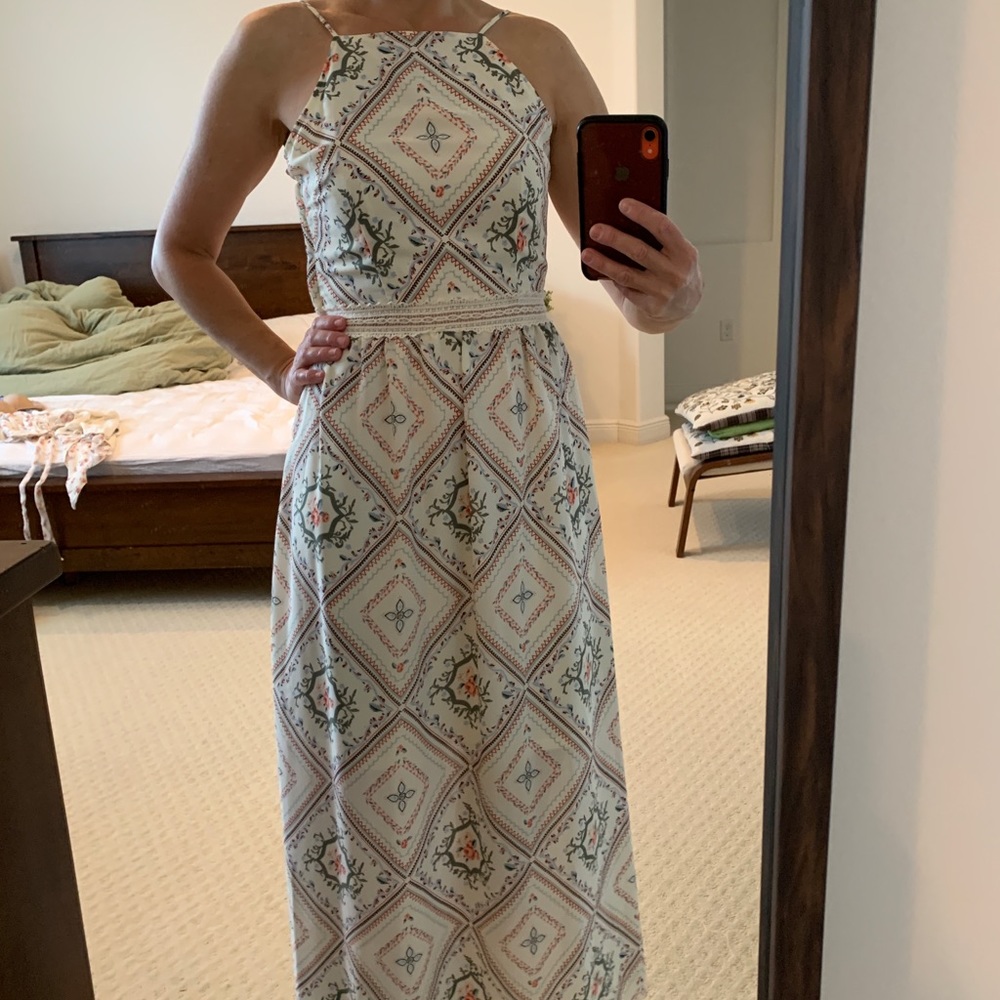 H&M Maxi Floral Dress Size 4 Side Zipper Elastic Waist